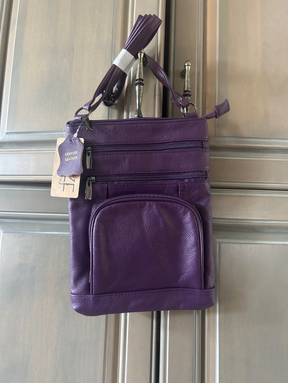 MAXE EXCLUSIVE SUPER SOFT LEATHER CROSSBODY BAG PURPLE NET